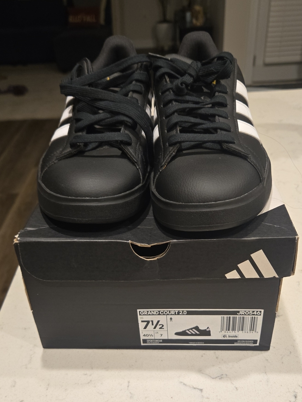 adidas Black and White Three-Stripe Men's Sneakers